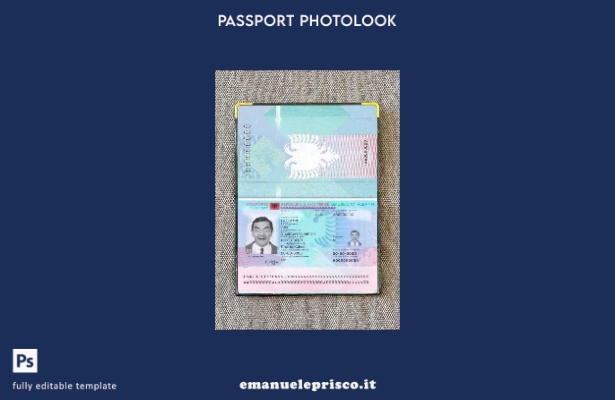 modello di aspetto fotografico del passaporto albanese in stile verificato
